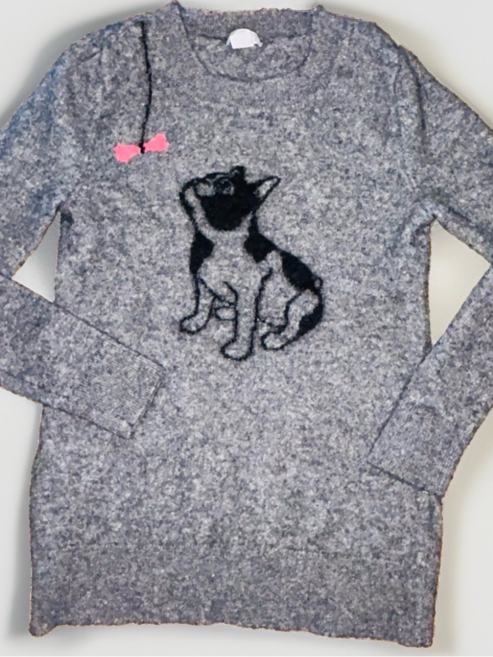 Nordstrom Halogen 100% Cashmere French Bulldog Frenchie Knit Sweater Gray Sz XS